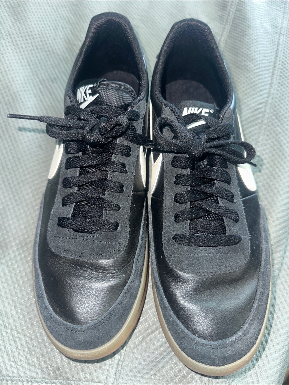 Nike Black Sneakers with White Swoosh and Gum Outsole